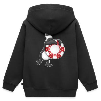 Penguin Poker Jetons de poker - Sweat Premium à capuche zippé enfant bio - noir - Dos - AI Model Kid Male (0cm)