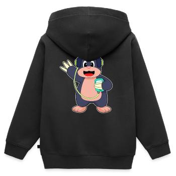 Mole Headphones Musique - Sweat Premium à capuche zippé enfant bio - noir - Dos - AI Model Kid Male (0cm)