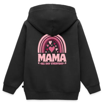 Fête des mères - Maman tous les jours... - Sweat Premium à capuche zippé enfant bio - noir - Dos - AI Model Kid Male (0cm)