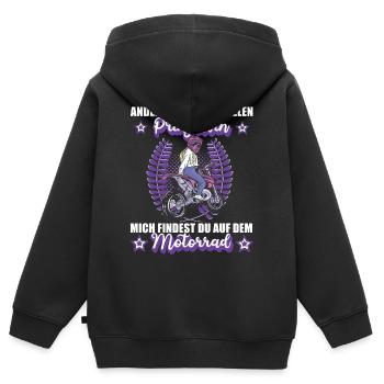 Motorrad Motorradfahrerin Bikerin Motorradtour - Kinder Premium Organic Zip Hoodie - Schwarz - Hinten - AI Model Kid Male (0cm)