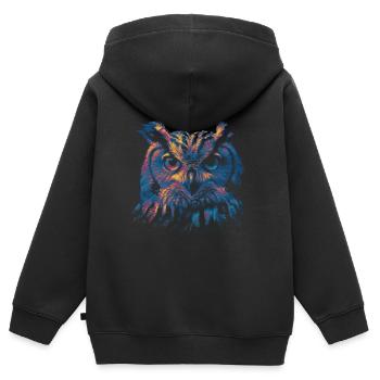 Farbige Eule - Kinder Premium Organic Zip Hoodie - Schwarz - Hinten - AI Model Kid Male (0cm)