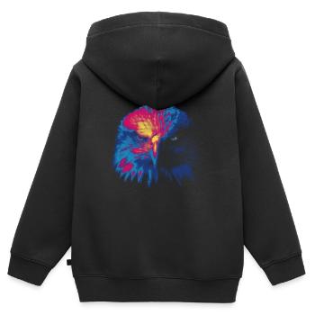 Farbiger Adler - Kinder Premium Organic Zip Hoodie - Schwarz - Hinten - AI Model Kid Male (0cm)