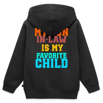 Mein Schwiegersohn ist mein Lieblingskind - Kinder Premium Organic Zip Hoodie - Schwarz - Hinten - AI Model Kid Male (0cm)