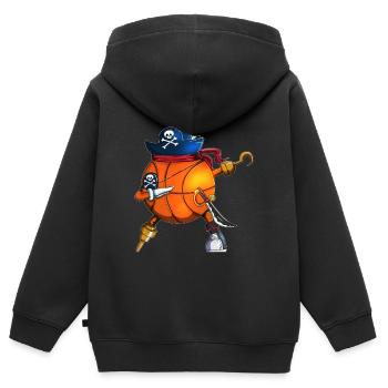 Pirat Basketball mit Haken und Augenklappe Kinder - Kinder Premium Organic Zip Hoodie - Schwarz - Hinten - AI Model Kid Male (0cm)