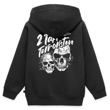 2 Stroke Terrorists - Crânes de cyclomotoriste - Sweat Premium à capuche zippé enfant bio - noir - Dos - AI Model Kid Male (0cm)