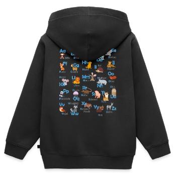 Tier ABC für Kinder Schulstart 2024 Schulkind 2024 - Kinder Premium Organic Zip Hoodie - Schwarz - Hinten - AI Model Kid Male (0cm)