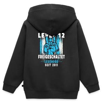 12. Geburtstag Junge Level 12 Gaming Zocker Gamer - Kinder Premium Organic Zip Hoodie - Schwarz - Hinten - AI Model Kid Male (0cm)