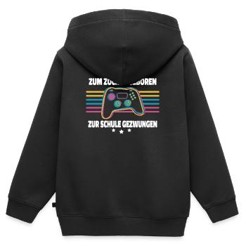 Zum Zocken Geboren Controller Zocker Gaming Gamer - Kinder Premium Organic Zip Hoodie - Schwarz - Hinten - AI Model Kid Male (0cm)