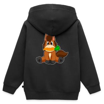 Carotte à cheval - Sweat Premium à capuche zippé enfant bio - noir - Dos - AI Model Kid Male (0cm)