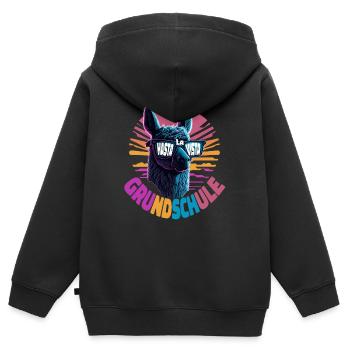 Lama Alpaka Hasta La Vista Einschulung 5.Klasse - Kinder Premium Organic Zip Hoodie - Schwarz - Hinten - AI Model Kid Male (0cm)