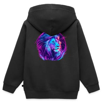 Löwe Vaporwave EDM - Kinder Premium Organic Zip Hoodie - Schwarz - Hinten - AI Model Kid Male (0cm)
