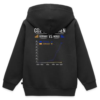Tableau des émissions de CO2 Allemagne VS Monde - Sweat Premium à capuche zippé enfant bio - noir - Dos - AI Model Kid Male (0cm)