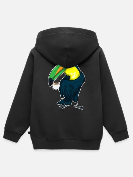 Toucan cup of coffee - Kids Premium Organic Zip-up Hoodie - black