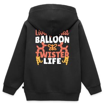Living That Balloon Twister Life Balloon Artist - Kids Premium Organic Zip-up Hoodie - black - Back - AI Model Kid Male (0cm)