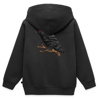 Black feathered raven cunning songbird crow - Kids Premium Organic Zip-up Hoodie - black - Back - AI Model Kid Male (0cm)