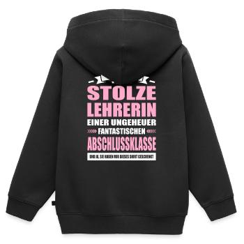 Ich Bin Stolze Lehrerin Abschlussklasse Abschied - Kinder Premium Organic Zip Hoodie - Schwarz - Hinten - AI Model Kid Male (0cm)