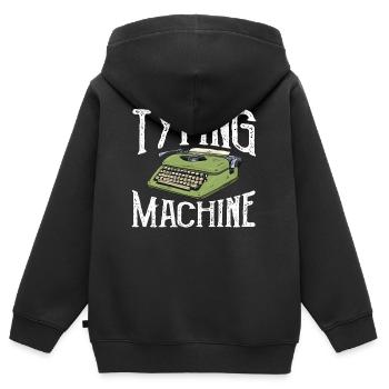 Auteur Machine à écrire Machine à écrire - Sweat Premium à capuche zippé enfant bio - noir - Dos - AI Model Kid Male (0cm)