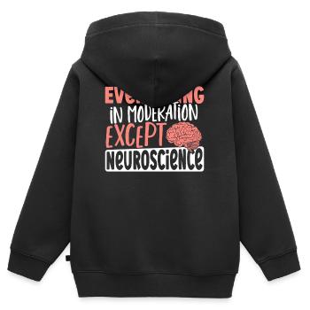 Alles in Maßen außer Neurowissenschaft - Kinder Premium Organic Zip Hoodie - Schwarz - Hinten - AI Model Kid Male (0cm)
