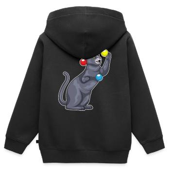 Jongleur de chat jongleur - Sweat Premium à capuche zippé enfant bio - noir - Dos - AI Model Kid Male (0cm)