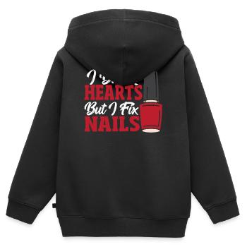 Ich breche Herzen, aber ich repariere Nägel Nail - Kinder Premium Organic Zip Hoodie - Schwarz - Hinten - AI Model Kid Male (0cm)