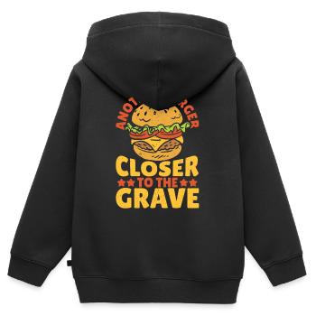 Un autre hamburger plus proche du hamburger grave - Sweat Premium à capuche zippé enfant bio - noir - Dos - AI Model Kid Male (0cm)