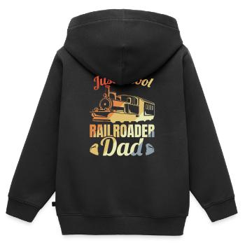 Père cheminot - Sweat Premium à capuche zippé enfant bio - noir - Dos - AI Model Kid Male (0cm)