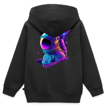 Synthwave Astronaute Space Explorer - Sweat Premium à capuche zippé enfant bio - noir - Dos - AI Model Kid Male (0cm)