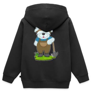 Hund Landwirt Spitzhacke Bauernhof - Kinder Premium Organic Zip Hoodie - Schwarz - Hinten - AI Model Kid Male (0cm)