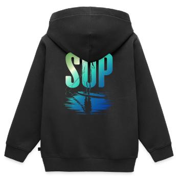 SUP - Kinder Premium Organic Zip Hoodie - Schwarz - Hinten - AI Model Kid Male (0cm)
