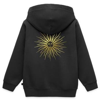 Sonne - Sonnenstrahlen - Sonnengesicht - Strahlen - Kinder Premium Organic Zip Hoodie - Schwarz - Hinten - AI Model Kid Male (0cm)