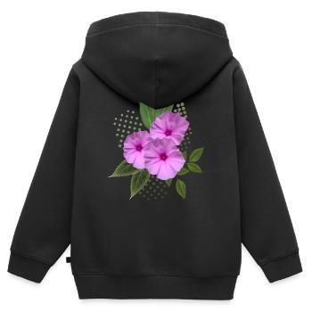 Fleurs - Bouquet - Fleurs - Flore - Sweat Premium à capuche zippé enfant bio - noir - Dos - AI Model Kid Male (0cm)