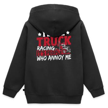 J’adore les courses de camions Ce sont les gens qui - Sweat Premium à capuche zippé enfant bio - noir - Dos - AI Model Kid Male (0cm)