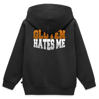Gluten hasst mich glutenfrei - Kinder Premium Organic Zip Hoodie - Schwarz - Hinten - AI Model Kid Male (0cm)