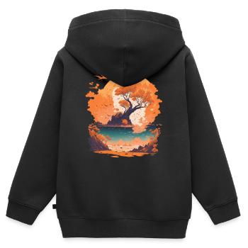 Nature pure Vacances Détente - Sweat Premium à capuche zippé enfant bio - noir - Dos - AI Model Kid Male (0cm)