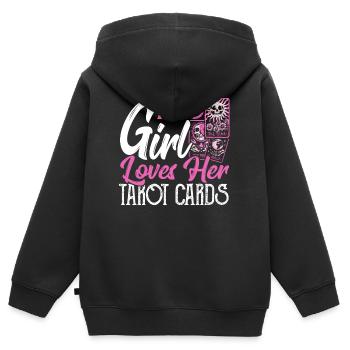 Cette fille aime ses cartes de tarot Cartes de Tarot - Sweat Premium à capuche zippé enfant bio - noir - Dos - AI Model Kid Male (0cm)