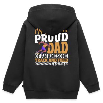 Stolzer Vater eines fantastischen Leichtathleten - Kinder Premium Organic Zip Hoodie - Schwarz - Hinten - AI Model Kid Male (0cm)