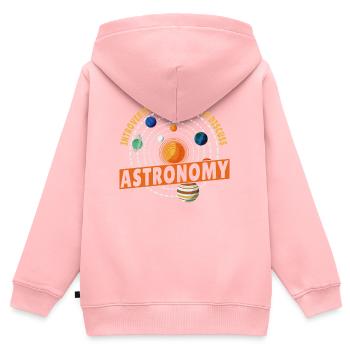 Introverti, mais désireux de discuter d’astronomie - Sweat Premium à capuche zippé enfant bio - rose - Dos - AI Model Kid Female (0cm)