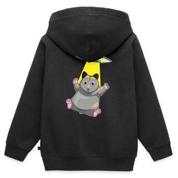 Hamster Spaceship Space - Sweat Premium à capuche zippé enfant bio - noir - Dos - AI Model Kid Male (0cm)