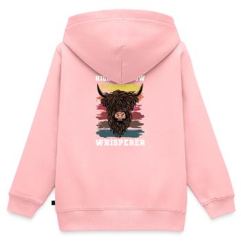 Schottisches Hochlandrind - Kinder Premium Organic Zip Hoodie - Rosa - Hinten - AI Model Kid Female (0cm)