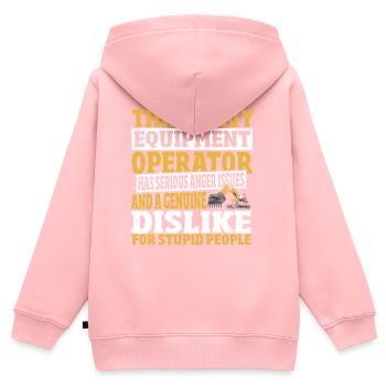 This Heavy Equipment Operator Has Serious Anger - Kids Premium Organic Zip-up Hoodie - rose - Back - AI Model Kid Female (0cm)