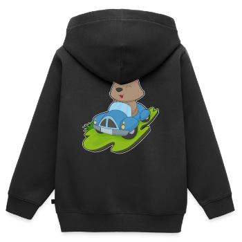 Katze Auto - Kinder Premium Organic Zip Hoodie - Schwarz - Hinten - AI Model Kid Male (0cm)