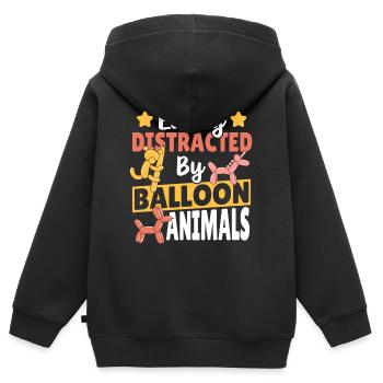 Leicht ablenkbar durch Ballontiere Ballon Twister - Kinder Premium Organic Zip Hoodie - Schwarz - Hinten - AI Model Kid Male (0cm)