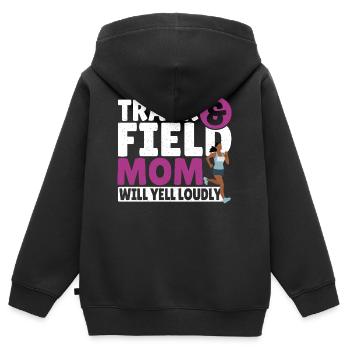 Une maman d’athlétisme criera fort en athlétisme - Sweat Premium à capuche zippé enfant bio - noir - Dos - AI Model Kid Male (0cm)