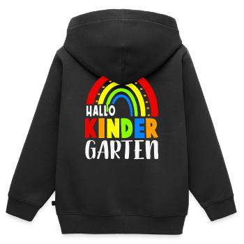 Hallo Kindergarten 1. Tag Kita Mädchen - Kinder Premium Organic Zip Hoodie - Schwarz - Hinten - AI Model Kid Male (0cm)