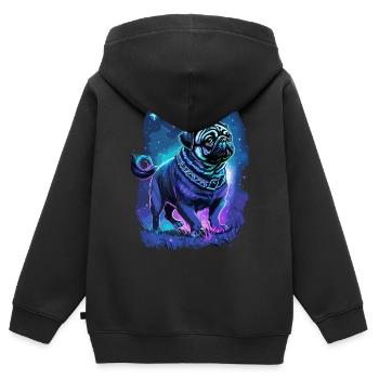 Carlin Chien Minuit Magique - Sweat Premium à capuche zippé enfant bio - noir - Dos - AI Model Kid Male (0cm)