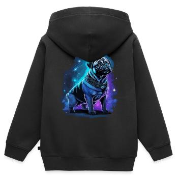 Neon Carlin Chien Minuit Magique - Sweat Premium à capuche zippé enfant bio - noir - Dos - AI Model Kid Male (0cm)
