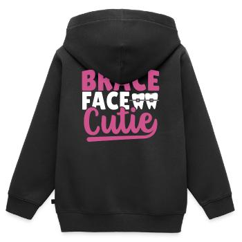 Broches Face Cutie Orthodontiste - Sweat Premium à capuche zippé enfant bio - noir - Dos - AI Model Kid Male (0cm)