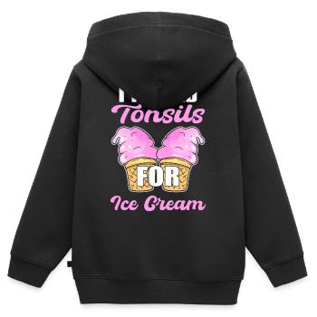 Amygdalectomie J’ai échangé les amygdales pour - Sweat Premium à capuche zippé enfant bio - noir - Dos - AI Model Kid Male (0cm)