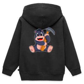 Minage de pioche de mineur taupe - Sweat Premium à capuche zippé enfant bio - noir - Dos - AI Model Kid Male (0cm)