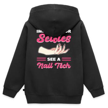 Verbessern Sie Ihre Selfies mit einem Nail Tech - Kinder Premium Organic Zip Hoodie - Schwarz - Hinten - AI Model Kid Male (0cm)